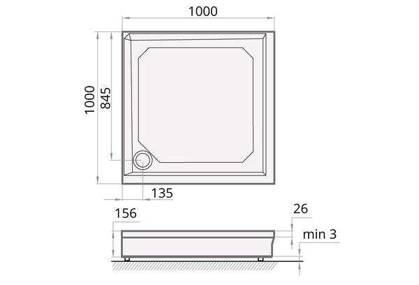 Classic Dusjkar firkantet